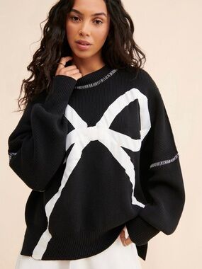 Free People Tricia Fix Exploding Bow Easy Street Crewneck Small